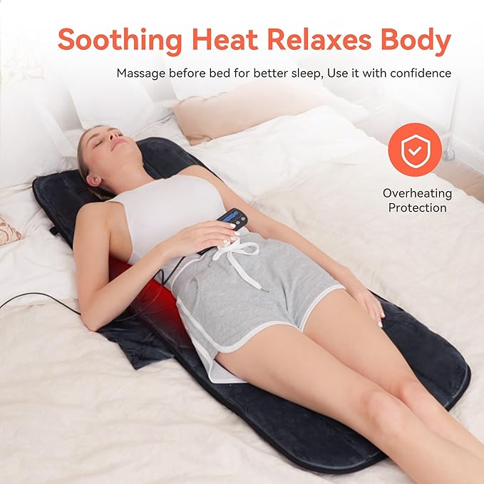 CuPiLo Massager Pad with Heat, Gifts for Women Men, Massage Mat Back Pain Relief, Back Massager with Heat for Lumbar, Leg, Long 53"