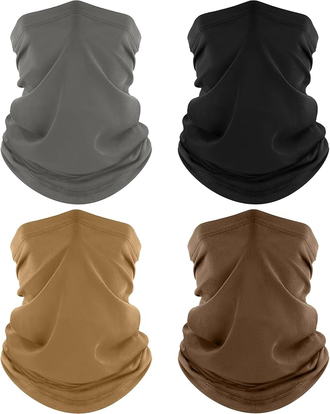 ROXUN 4 Pack Neck Gaiter, Cooling Breathable Face Mask UV Protection Scarf Hiking Bandana for Men/Women