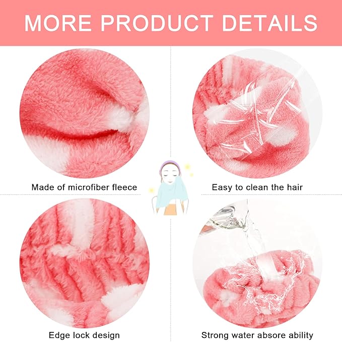 CIEHER 12 PCS Makeup Headband for Women Wrist Washband Scrunchies Cuffs for Washing Face, Soft Bow Hair Band Matching Wristbands, Cow, Leopard, Streaks, Polka dots