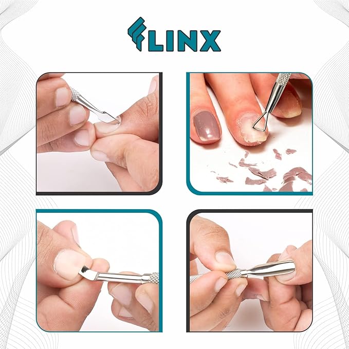 FLINX Metal Cuticle Pusher Tool 4 Pcs Nail Manicure Tools Nail Tᴏols for Manicure & Pedicure, Metal Cuticle Pushers and Scraper, Nails Cuticles Pusher Cuticle Tools for Nails