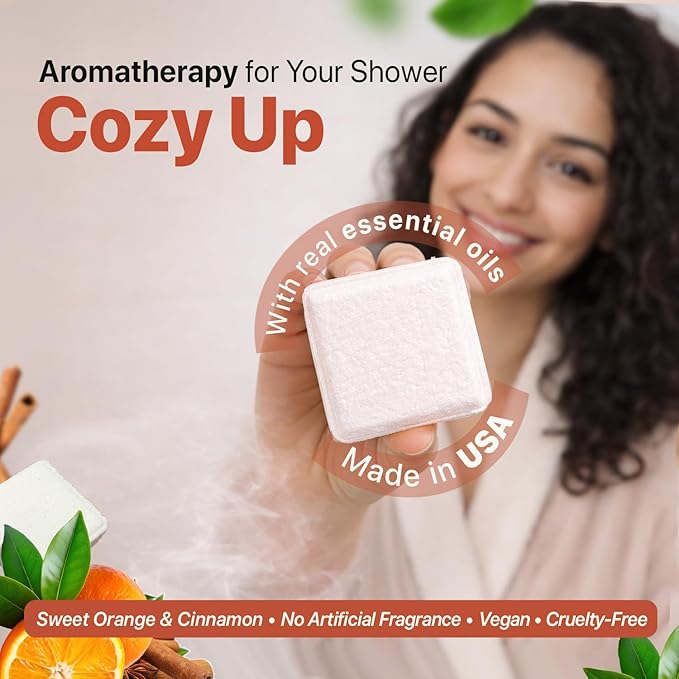 Shower Steamers Aromatherapy - USA Made with Natural Ingredients, Mothers Day Gifts for Mom, Large Shower Tablets with Orange & Fir Essential Oil, Self Care Relaxation Gifts for Women & Men
