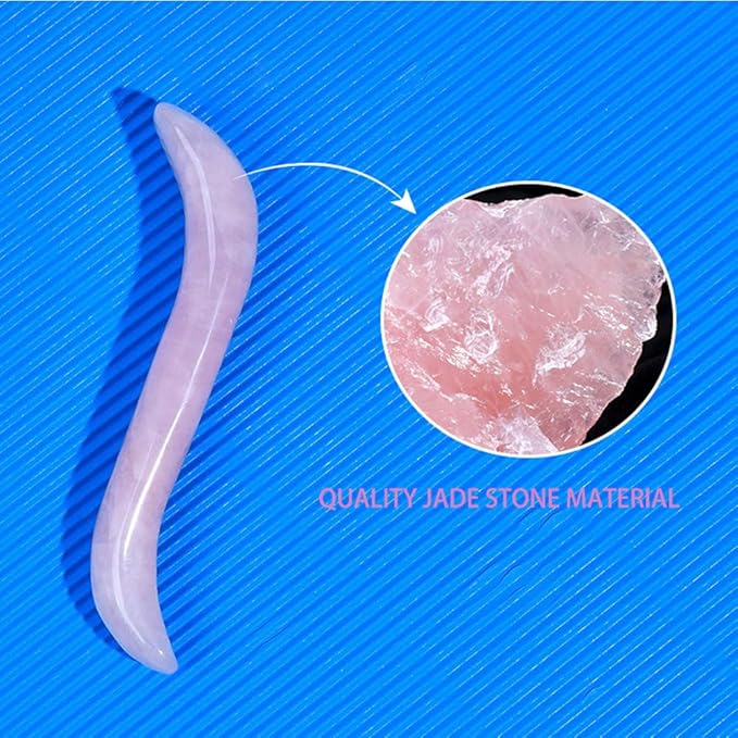Massage Stones Guasha Roller Pink Jade Gemstone Meditation Healing Stick Stone Gua Sha Board for Facial Spa Massage