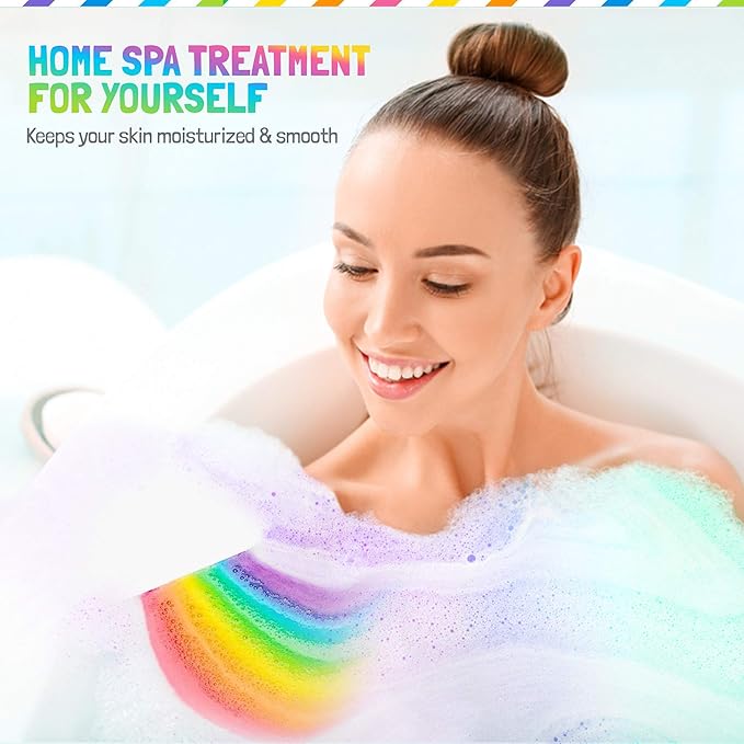 Bath Bombs for Kids - All Natural Magic Rainbow BathBombs with Organic Ingredients, Moisturizing, Vibrant Colors & Rich Bubbles, Cloud Bath Bombs, Birthday Gifts for Kids, Mothers Day Gift for Mom