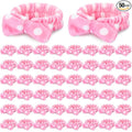 50 Pcs Pink Spa Headband Bulk Spa Sleepover Party Supplies for Washing Face with Removable Bow Makeup Elastic Bowknot Headbands for Women Gifts Soft Skincare Microfiber Hairbands(Dots Style)