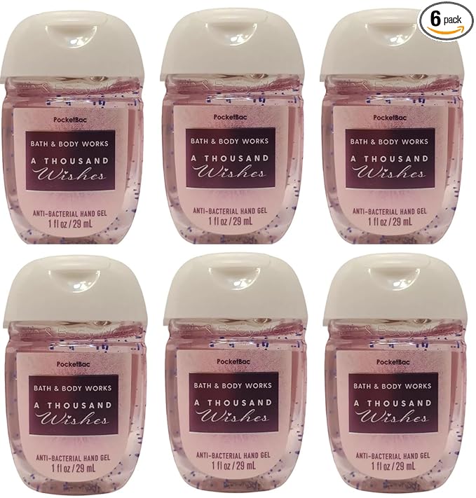 Bath and Body Works Classic Scents Pocketbac Gel Sanitizers - Pack of 6-1 oz each (A Thousand Wishes)