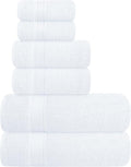 Elvana Home Ultra Soft 6 Pack Cotton Towel Set, Contains 2 Bath Towels 28x55 inch, 2 Hand Towels 16x24 inch & 2 Wash Coths 12x12 inch, Ideal Everyday use, Compact & Lightweight - White