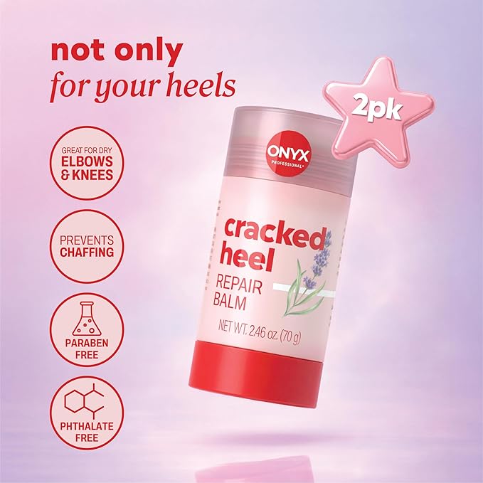 Onyx Professional Cracked Heel Repair Balm Stick for Dry Cracked Feet Treatment, Lavender Scent, 2 pack - Moisturizing Foot Balm, Rolls On, Cracked Heel Treatment