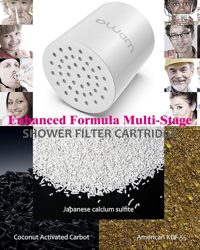 Enhanced Formula Multi-Stage Shower Filter Cartridge,High output Universal replacement filter cartridge, Remove Chlorine Heavy Metals and Other Sediments, Reduces Dry Itchy Skin（Pack of 2)