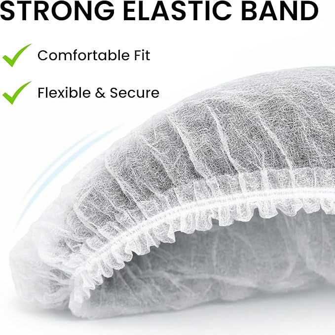 Disposable Bouffant Caps 21 Inch Non Woven Hair Net Elastic Head Cover For Food Service Kitchen Salon Lab Spa And Hygiene Use
