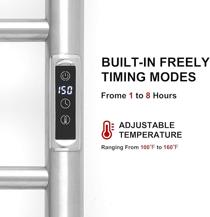 Electric Towel Warmer Rack,Heating Towel Warmer,Timer & Temperature Control,Wall-Mounted Plug-in for Bathroom,Brushed,Stainless Steel,10-Bar(31.5x20.08x4.41in)