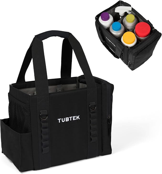 TUBTEK Hot Tub Chemical Bag (Black) | Hot Tub Storage For All Your Hot Tub Chemicals & Hot Tub Accessories | Holds All Major Chemical Brands and Essential Spa Accessories for Hot Tub