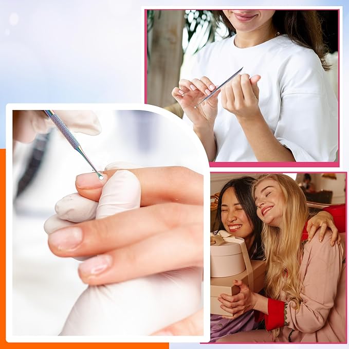 Cuticle Pusher, Dual Ended Nail Cuticle Remover with 5 Nail Sand Polishing Tablets Nail Care Polish Remover Cuticle Trimmer Manicure Kit for Pedicure Nail Art