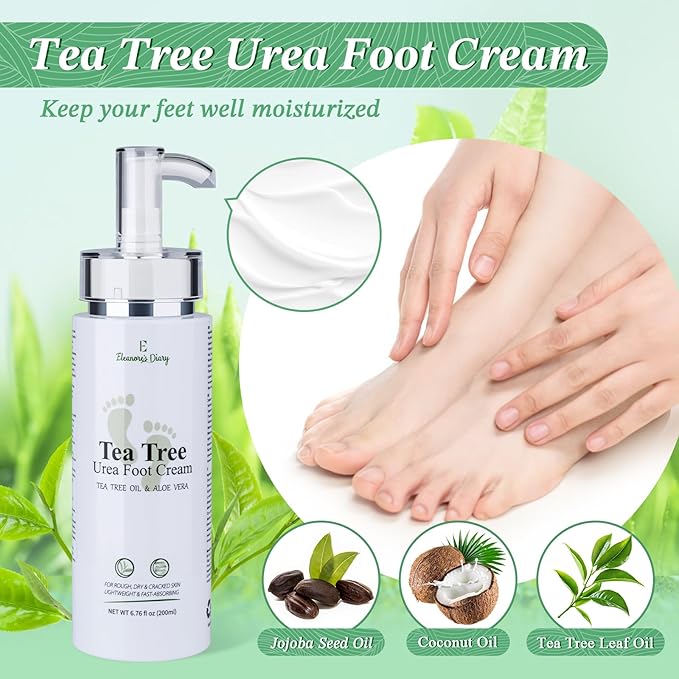 Gift Baskets for Women, Eleanore's Diary 4pcs Tea Tree Foot Soak Set-Suit for Dry Cracked Feet, Foot Care Easter Mothers Day Birthday Gifts, Spa Day Gifts Set for Mom Her Sister Friends Wife Grandma