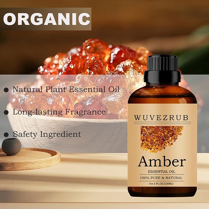 Amber Essential Oils, 120ML Pure and Natural Essential Oil for Aromatherapy Diffuser - Amber /4 Fl Oz
