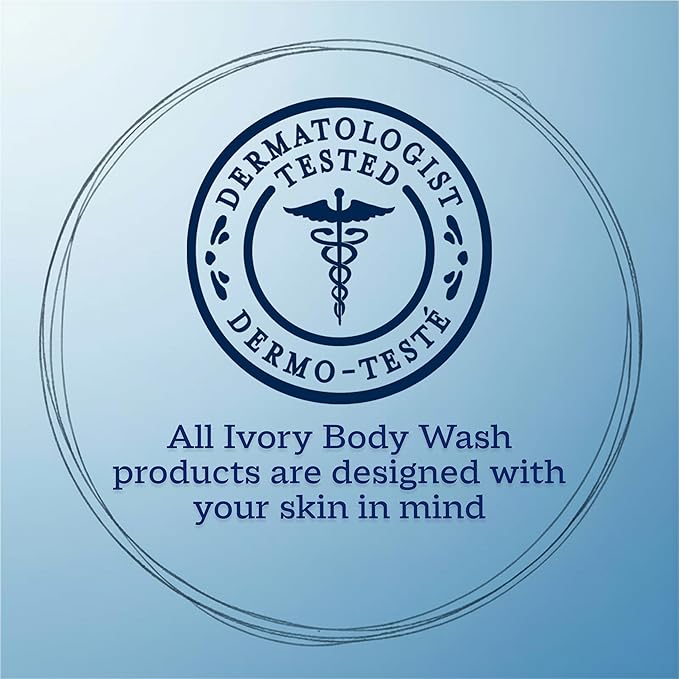 Ivory Body Wash, Designed for the Whole Family, Gentle Formula, Free of Dyes Heavy Perfumes Parabens Phthalates & Silicones, for Sensitive Skin, Designed for Skin's pH, Original Scent, 35 oz