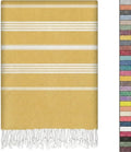 EPHESUS TOWELS Turkish Beach Towel - 38x70 inch Oversized - Sultan Design - Turkish Towel for Beach, Bath, Pool, Gym, Yoga - Prewashed, Lightweight, Quick Dry (Golden Mustard, Sultan)