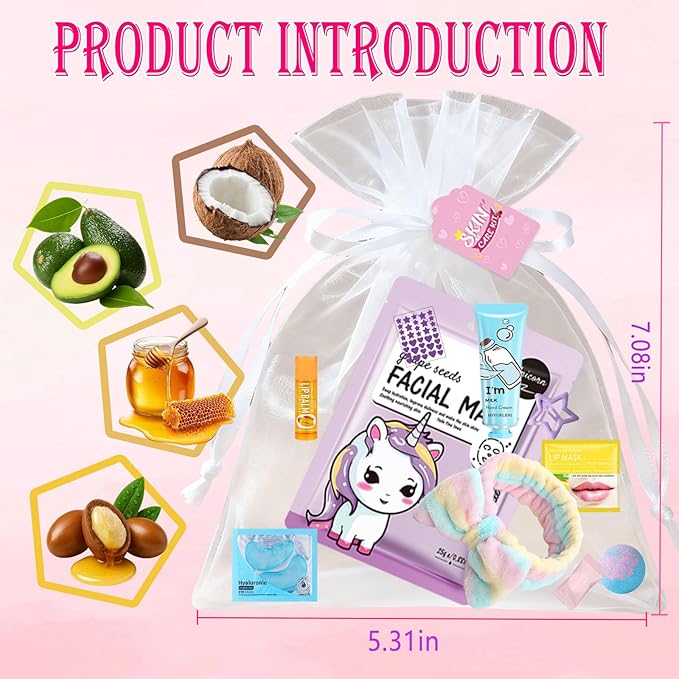 72PCS Spa Party Supplies for Women, Spa Party Favors Include Face Masks,Hand Cream,Spa Headband, Foot Bath Bombs,Spa Birthday and Sleepover Party Supplies for Women