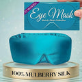 SLEEP SANCTUARY 100% Pure Mulberry Silk Sleep Mask - 22 Momme Light Blocking Hook & Loop Silk Eye Mask for Sleeping - Secure Fit for Side Sleepers, Women & Men - Cloud Soft (Peacock Blue)