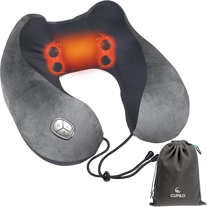 CuPiLo Neck Massager Pillow with Heat - FSA Eligible HSA [2025 Upgraded] - Portable Shiatsu Neck Massager for Pain Relief Deep Tissue - Heated Pillow for Travel, Office & Home, Idea for Her