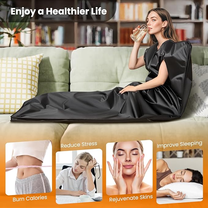 COSTWAY Infrared Sauna Blanket, Portable Full-Body Personal Sauna for Home Use w/Armholes, Wraps, Sauna Bag, 95-170 °F Temp Range, 30-90 Min Timer, Relaxation & Detoxification, Muscle Tension Release