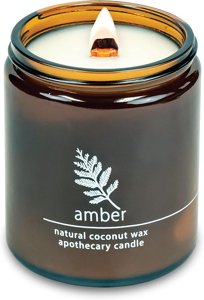 Hemlock Park Amber Apothecary Hand-Poured Scented Candle | Crackling Wood Wick, Botanical Fragrance & Coconut Wax | Up to 60 Hour Burn Time | 8 oz