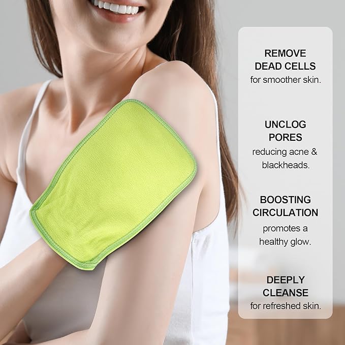 1PCS (GREEN) Durable Body Scrub, Dead Skin Remover & Body Scrubber Exfoliator, Body Exfoliating Gloves for Shower, washcloth exfoliating, exfoliating glove for Smooth Skin