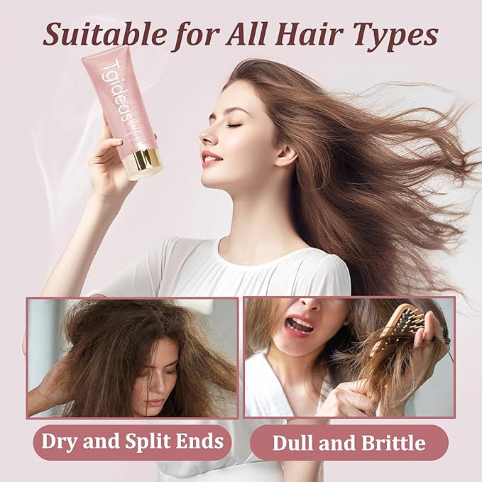 Tgideas Smooth Hydrating Hair Mask， Strengthening Shampoo ， For Dry Damaged Hair, Deep Conditioning Treatment Keratin Hair Mask,Repairs & Strengthens All Hair Types