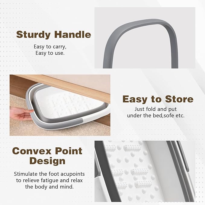 Collapsible Foot Bath Basin for Soaking Feet, Portable Foot Soak Tub with Handle & Massage Acupoint, Multifunctional Folding Bucket for Home Spa