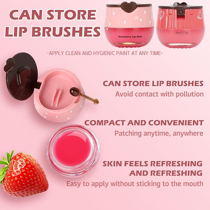 2 PCS Bee Lip Balm Lip Mask Honey Pot, Honey & Strawberry Lip Mask Propolis Moisturizing Lip Balm, Hydrating Prevention Dry & Cracked, Mothers Day Gifts, Teacher Appreciation Gifts, Party Favors