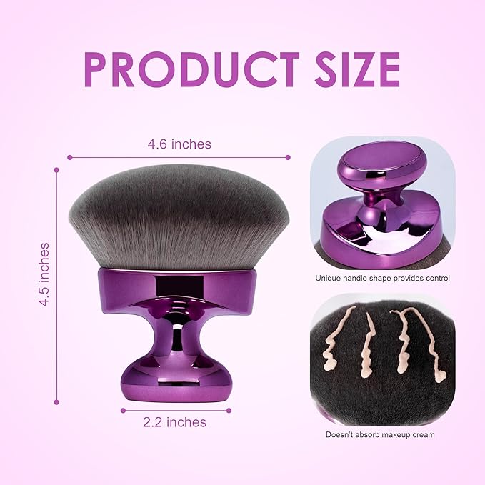 Blend & Blur Extra Large Body Kabuki Brush & Self Tanner Brush - For Body Makeup & Foundation - Blending Applicator For Self Tanning - Durable Vegan Bristles - with Protective Bag (Purple-large)