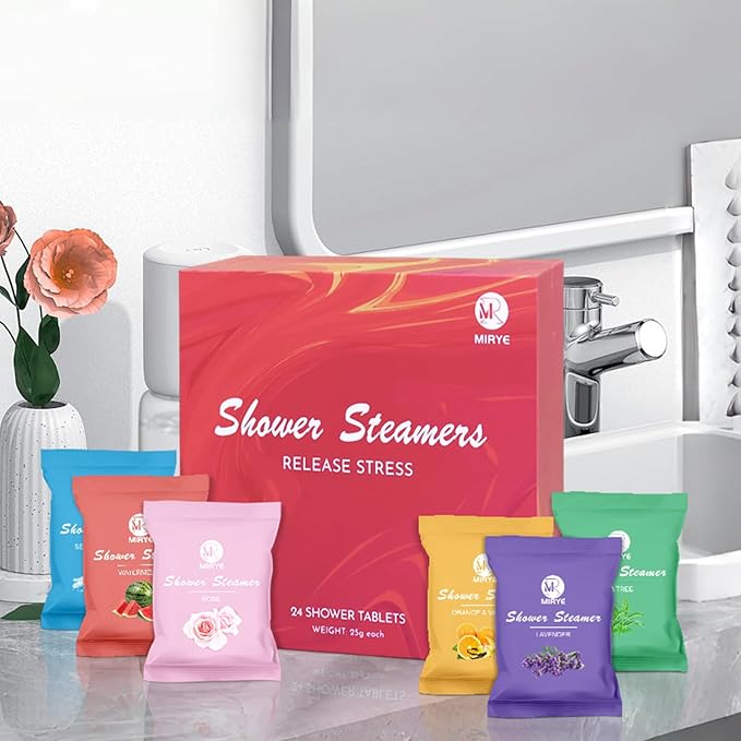 Shower Steamers Aromatherapy 24-Pack, Self Care Spa Gifts for Women, Stress Relief with Natural Essential Oils, Mothers Day Gifts for Mom Wife Her Adults, SPA Relaxation Gifts for Teachers