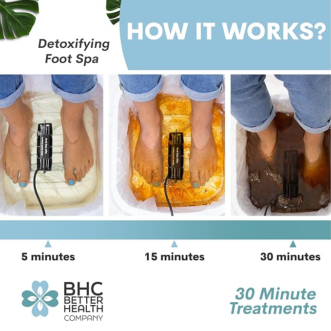 Better Health Company Ionic Foot Bath Detox Machine - Foot Spa Bath for Home Use - Free Regain Health & Vitality Booklet & Brochure - 2 Arrays, 20 Basin Liners, Detox Sea Salt, No Basin