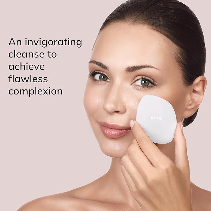 GESKE SmartAppGuided™ Facial Brush | 4 in 1 | Professional Facial Cleansing Brush | Skin Cleansing Silicone Facial Brush | Routine Skincare | Gentle Cleansing | Facial Cleanser
