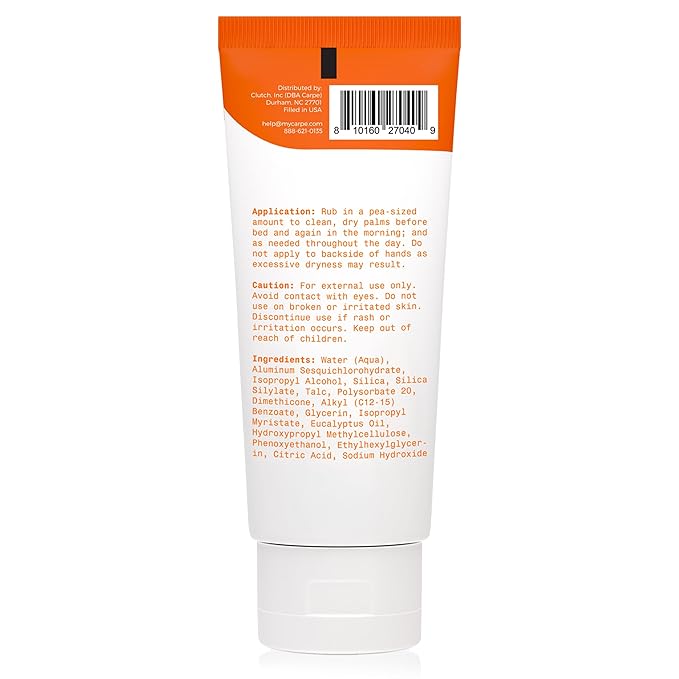 Carpe Sweat Absorbing Hand Lotion, A dermatologist-recommended smooth lotion that helps stop hand sweat, Great for hyperhidrosis (Original Eucalyptus)