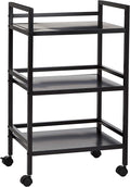 Amazon Basics 3-Tier Metal Rolling Utility Cart, Storage Organizer, Multifunctional Storage, Mobile Shelving, Black
