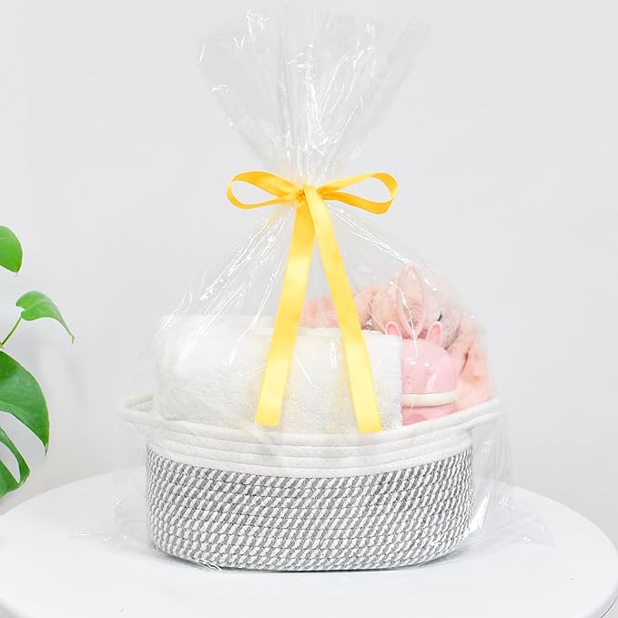 ABenkle Small Basket, 12"x 8" x 5" Cute Small Woven Basket, Rope Room Shelf Storage Basket, Cat Dog Toys Basket Chest Box, Decorative Empty Gift Basket with Handles