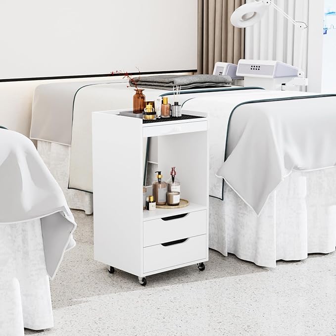 Medical Carts with Wheels, Crash Cart Ultrasound Trolley with Non-Slip Pads, Utility Esthetician Rolling Cart Mobile Storage Organizer for Hospital Clinic Dental Beauty Spa Office Salon Lab, White