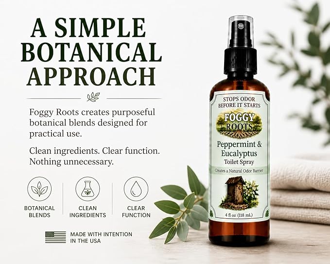 Peppermint & Eucalyptus Pre-Toilet Spray – Stops Odor Before It Starts, Toilet Odor Eliminator, 4 oz (200+ Uses), Travel Size for Home & Work