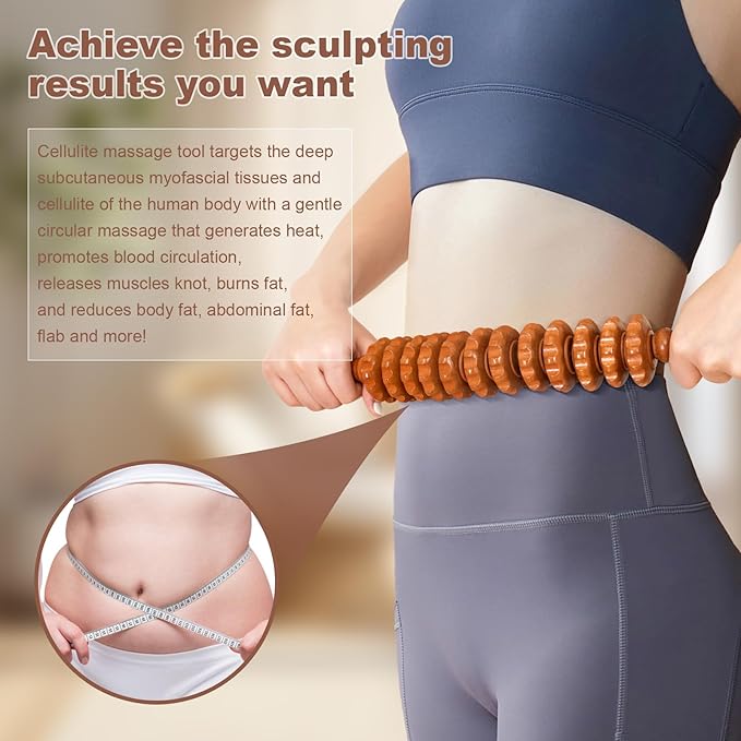 3-in-1 Wood Therapy Massage Tools Wooden Gua Sha Lymphatic Drainage Massager Body Sculpting Tools, Maderoterapia Kit, Anti-Cellulite
