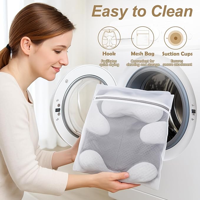 Bath Pillow for Tub Ergonomic Bear Shape Design Bath Pillow for Head and Neck Support SPA Gift Bathtub Pillow 4D Air-Mesh with 8 Suction Cups Washable Gray