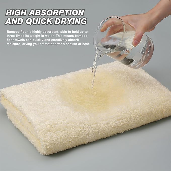 Aibaser Bath Towels, 27x54inch - Natural, Ultra Absorbent Towels for Bathroom, Travel, Gym, Shower and Spa (6 Piece Set) (Yellow)