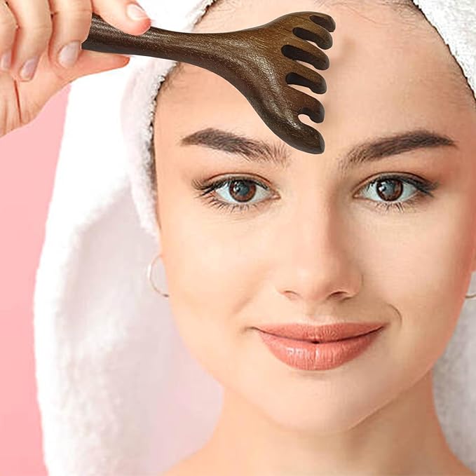 3PCS Multi-Functional Full Body Massager Tool Set for Head, Face, Nose, Eyes, Jaw, Neck, Arm, Shoulder, Leg, Feet, Wooden Scalp Massage Comb for Head, Gua Sha Brush for Women Men, Hair Growth Massage