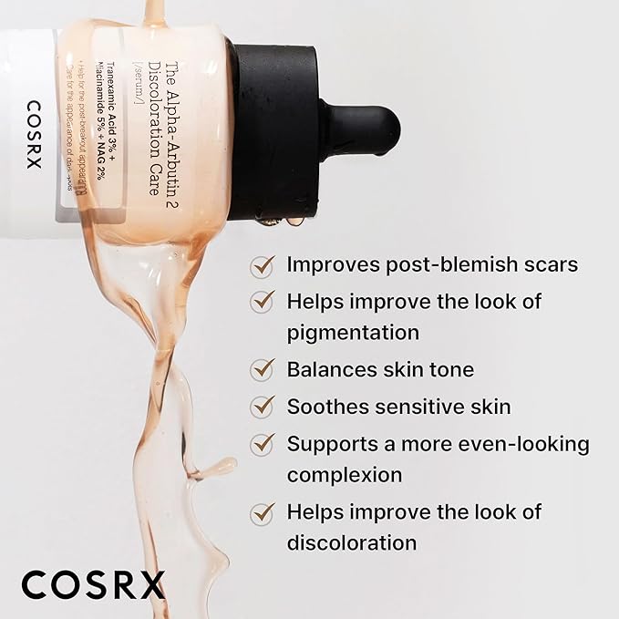 COSRX 2% Alpha Arbutin Discoloration Care Face Serum with Niacinamide, Glutathione & Tranexamic Acid, Dark Spot, Uneven Tone Care, Daily Korean Skin Care, Mothers Day Gifts for Woman, 1.7 fl oz