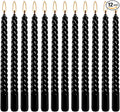 WPONSZU 10 Inch Black Spiral Taper Candle Set, 12 Pack Unscented Dripless Candlesticks for Halloween,Dinner,Party Brithday Wedding and Home Decoration