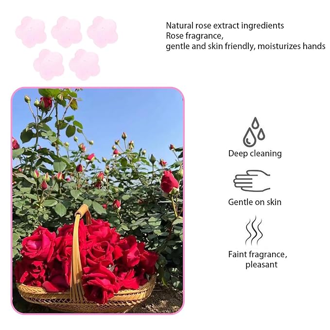1000 Sheets Pink Portable Hand Soap Disposable Paper Soap, Travel Hiking Washing Hand Bath Toiletry, Pedicure Soap Flowers Foot Spa Tablets (Light Natural Rose Aroma)