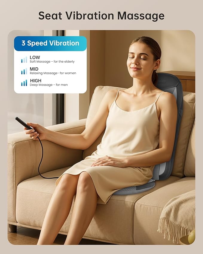 COMFIER Shiatsu Back Massager with Heat,Massage Chair Pad for Back Relief deep,Heated seat Cushion,Chair Massager for Neck,Hip with Kneading & Vibration,Home Office, Mothers Day Gifts for Women,Mom