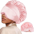 LC-dolida Satin Silk Bonnet for Sleeping Women Men, Hair Bonnet for Curly & Natural with Sleep Mask, Reduce Frizz
