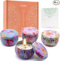 Scented Candles Gift Set for Women 4 Pack Soy Wax Candles with Dried Flowers Reusable Tin Aromatherapy Relaxation Gift for Birthday Mothers Day Valentines Day