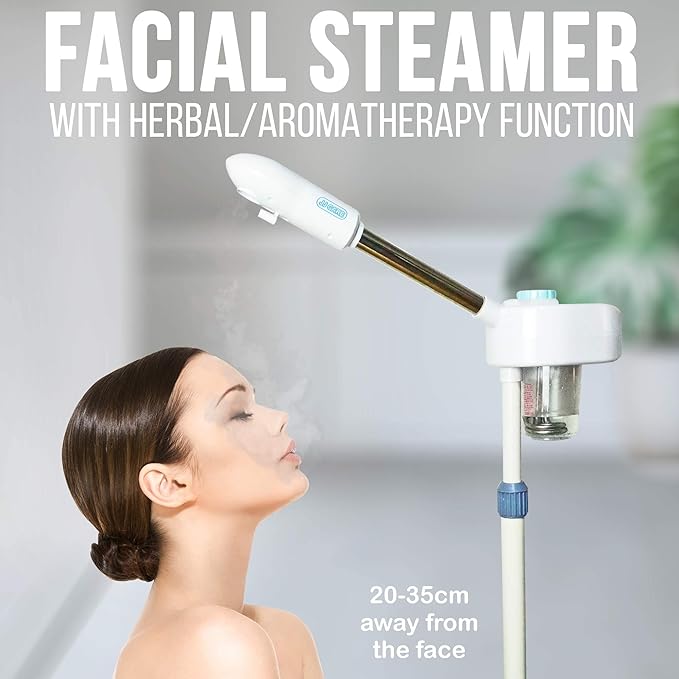 JJ Care Ozone Facial Steamer - Professional Facial Steamer for Esthetician with 2 Operating Modes - Steam Only & Ozone Steaming Herbal & Aromatherapy Feature and 360° Rotating Spray Head