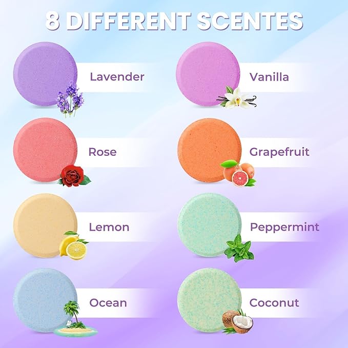 Shower Steamers 8 Pack - Organic & Natural Essential Fragrances for Teens and Adults - Mother's Day, White Elephant, Birthday Gifts for Women Teen Girls, Mom, Wife, GirlfriendWho Have Everything